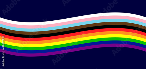 LGBTQ Pride Flag Background. Rainbow Flag Wave Isolated on Dark Blue Background Banner. Banner Design Vector for Pride Month