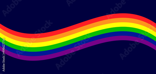 Rainbow Wave Background. Pride Flag Rainbow Wave Stripe on Dark Blue Background. Banner Background Vector for LGBTQ Pride Month