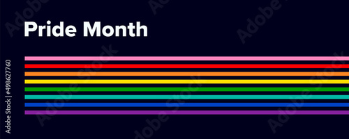 Pride Month Banner with Rainbow Flag Stripes. LGBTQ Flag Background Vector Illustration for Pride Month