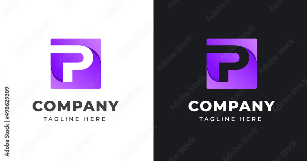 Letter p logo design template with square shape concept gradient element geometric Letter p logo design template with square shape concept gradient element geometric