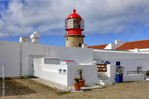 Lighthouse at Cape Saint Vincent in Algarve, near Sagres, Portugal
