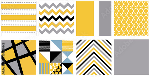 A set of modern patterns in yellow