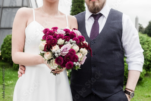 wedding couple with a bouquet