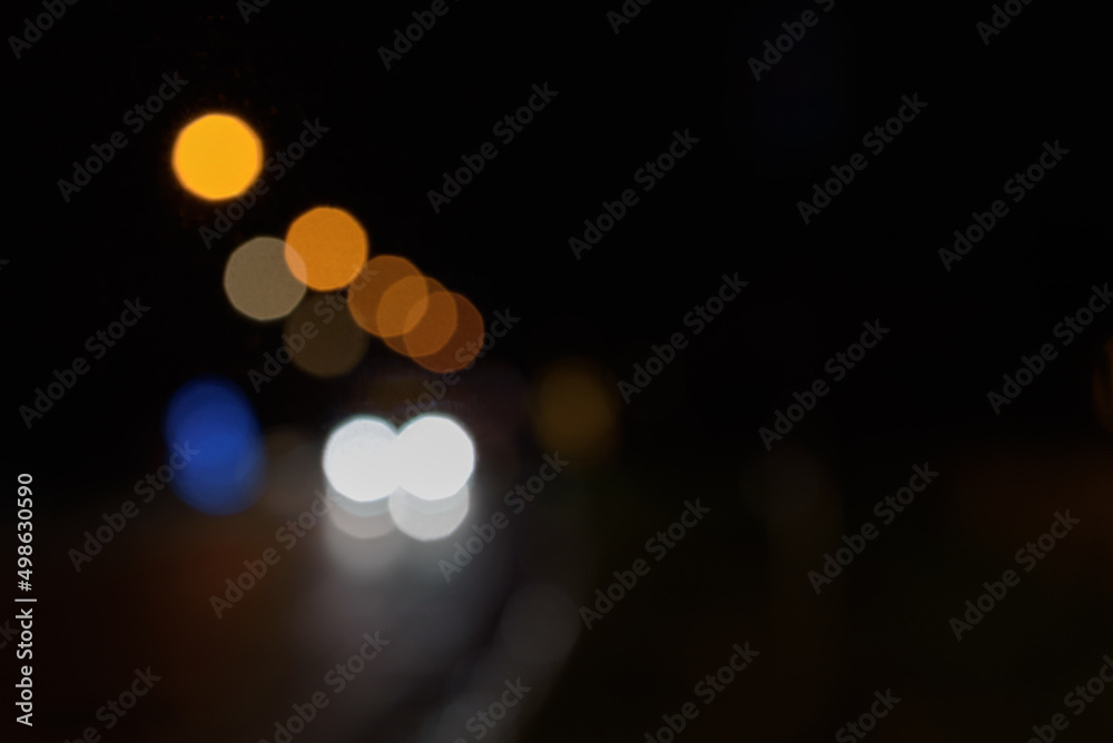 Fototapeta premium Blurred street lights. Copy space. Horizontal