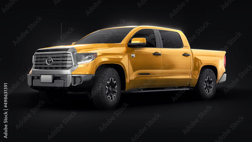 Paris, France. June 6, 2021: Toyota Tundra 2020 full size pickup yellow ...
