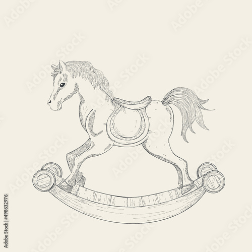 Hand drawn rocking horse