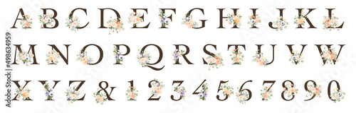 Floral vector alphabet and numbers