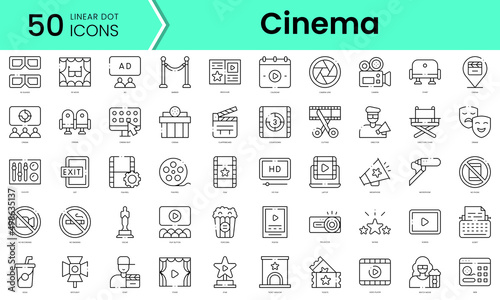 Set of cinema icons. Line art style icons bundle. vector illustration