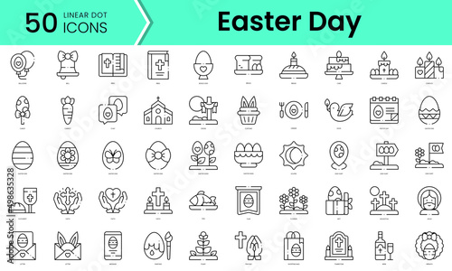 Set of easter day icons. Line art style icons bundle. vector illustration