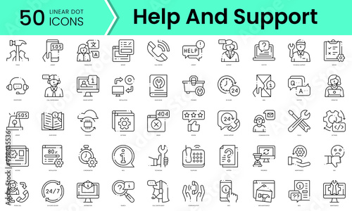 Set of help and support icons. Line art style icons bundle. vector illustration