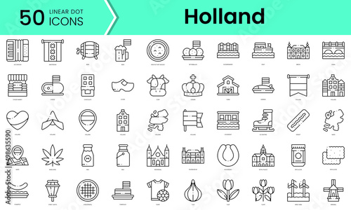 Set of holland icons. Line art style icons bundle. vector illustration photo