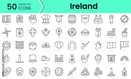 Set of ireland icons. Line art style icons bundle. vector illustration