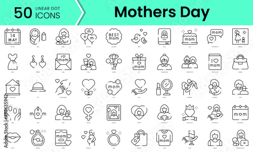 Set of mothers day icons. Line art style icons bundle. vector illustration