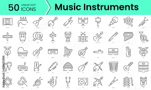 Set of music instruments icons. Line art style icons bundle. vector illustration photo