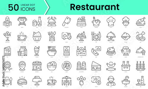 Set of restaurant icons. Line art style icons bundle. vector illustration