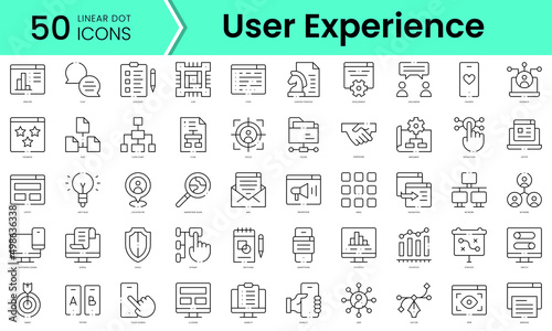 Set of user experience icons. Line art style icons bundle. vector illustration