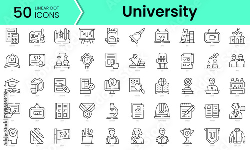 Set of university icons. Line art style icons bundle. vector illustration