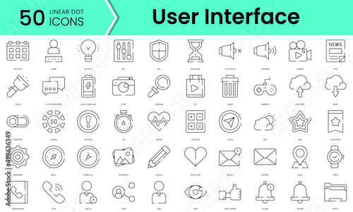 Set of user interface icons. Line art style icons bundle. vector illustration