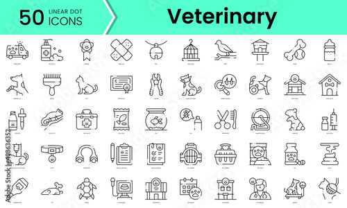 Set of veterinary icons. Line art style icons bundle. vector illustration