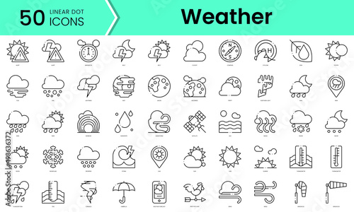 Set of weather icons. Line art style icons bundle. vector illustration