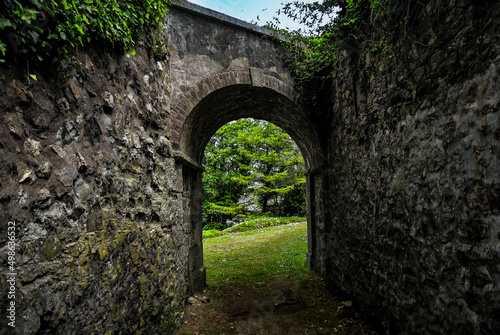 Stone archway leading to the park