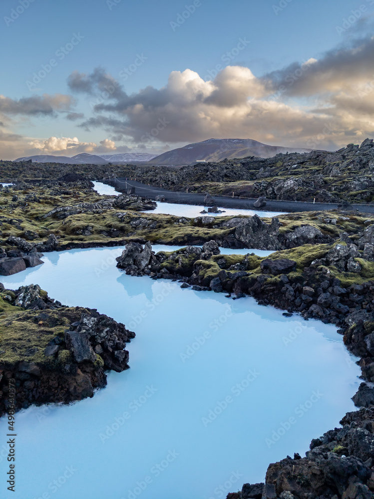 custom made wallpaper toronto digitalBlue colored, silica and mineral rich geothermal springs in a volcanic landscape (Iceland)