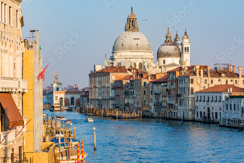 Boat traffic on the Grand Canal of Venice looking towards Salute from the Accademia area © whitcomberd