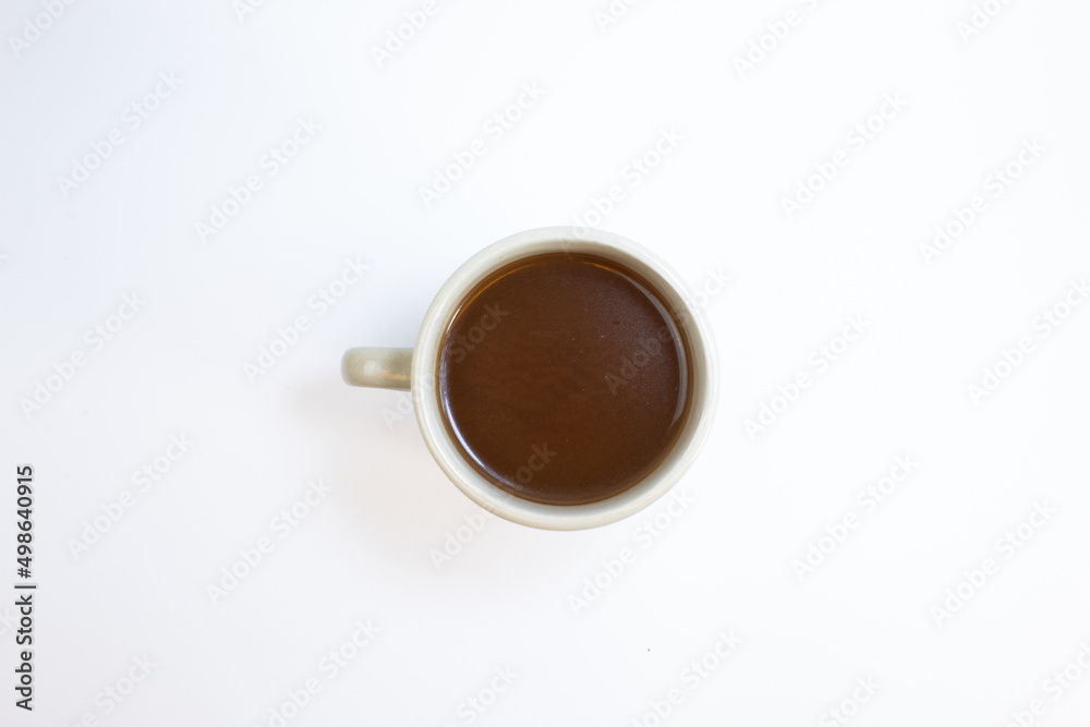 cup of chocolate top view with white background cup of chocolate top view with white background