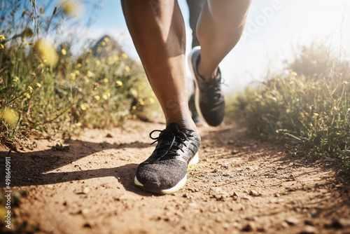 Run away from anything thats not good for you. Low angle shot of an unrecognizable man out running.