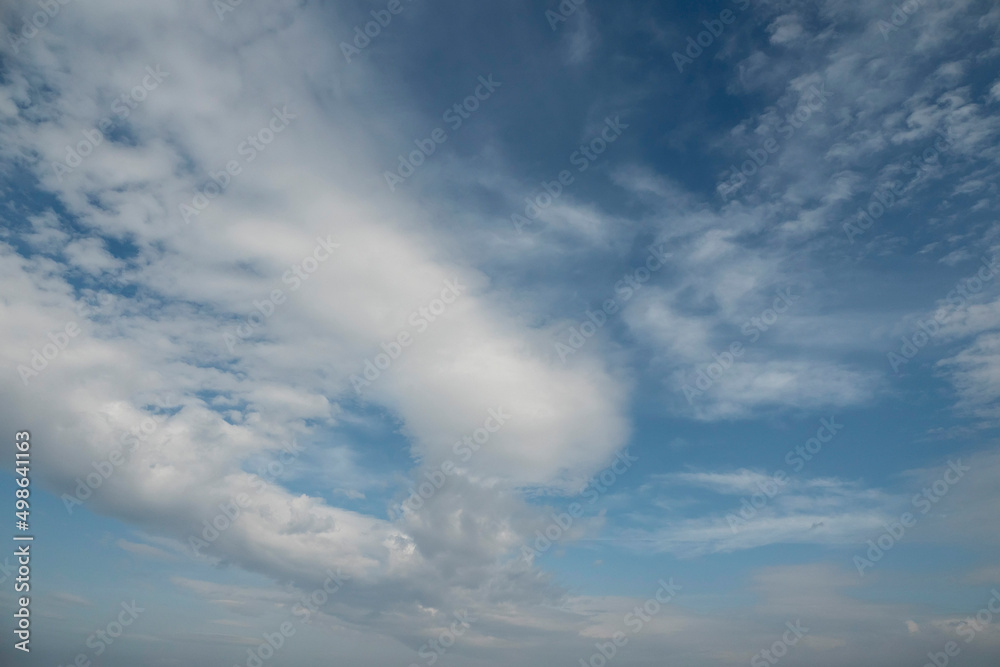 Blue cloudy sky. Nature background. Design backdrop