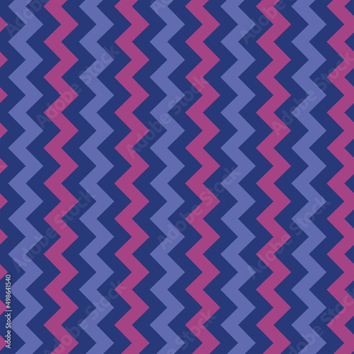 Classic chevron zigzag seamless pattern in very peri and pink over blue background. Great for textile, home décor and wallpaper 