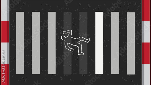 outline body on crosswalk asphalt