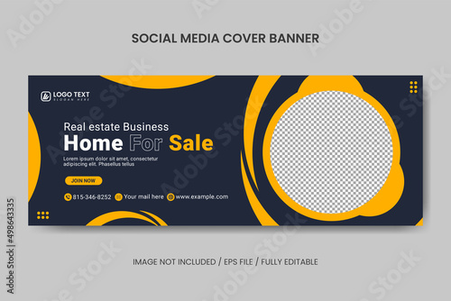Real estate web banner and social media Facebook cover template, home for sale  social media Facebook cover