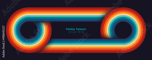 Retro pattern design in abstract funky style with colorful circles and lines. Vector illustration.