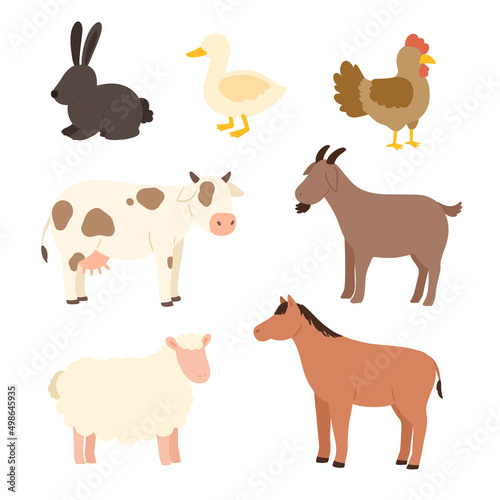 cute faceless livestock animal illustration