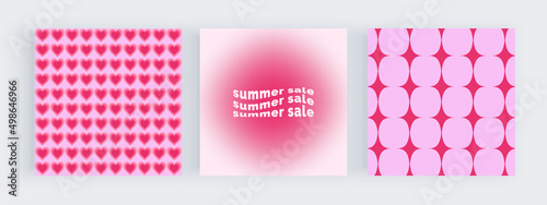 Square banner with pink groovy retro design  © Millaly