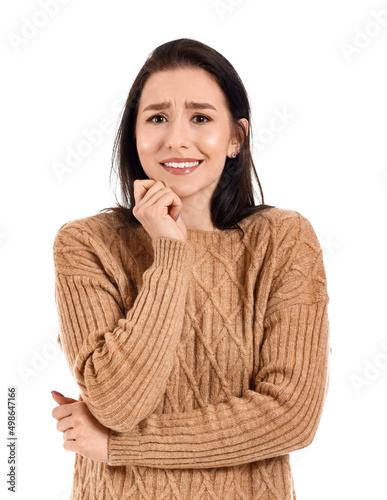 Worried young woman isolate...