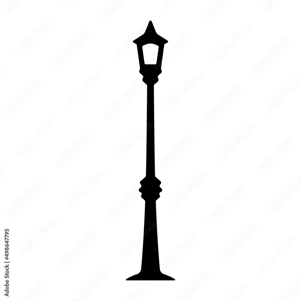 Lamppost icon. Black silhouette. Vertical front side view. Vector simple flat graphic illustration. Isolated object on a white background. Isolate. Lamppost icon. Black silhouette. Vertical front side view. Vector simple flat graphic illustration. Isolated object on a white background. Isolate.