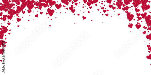 Red heart love confettis. Valentine s day falling