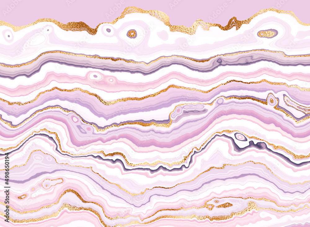 Agate stone background print design with mineral geode texture and gold