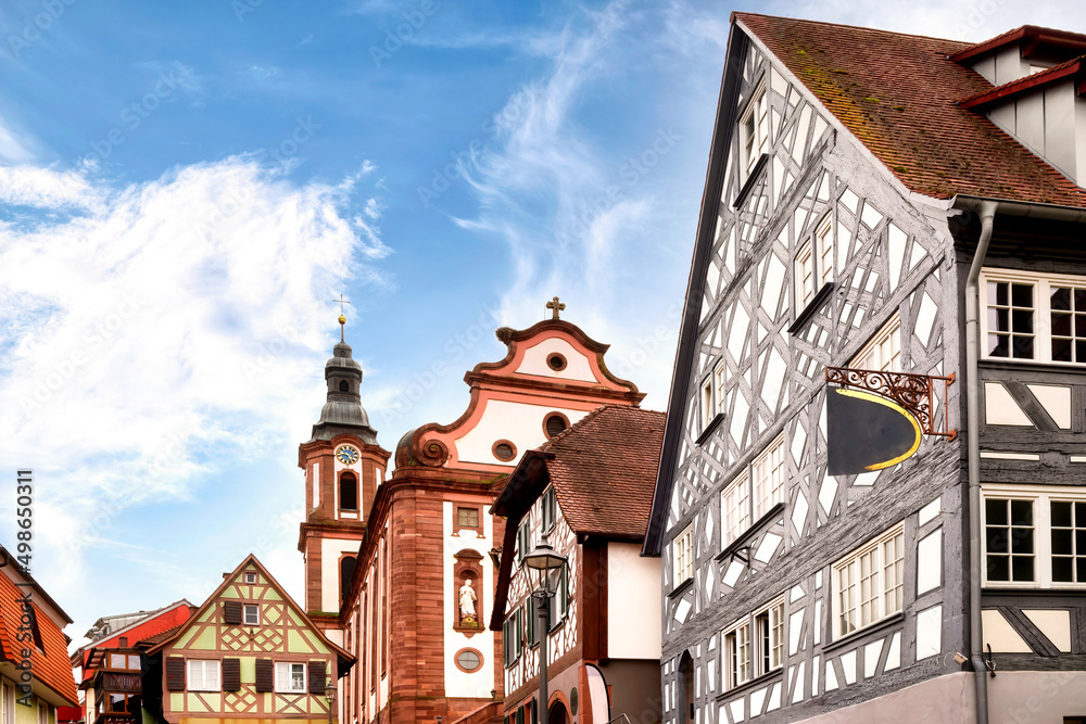 Obraz premium Cityscape of the idyllic village Ettenheim, Ortenaukreis, Baden-Württemberg, Germany