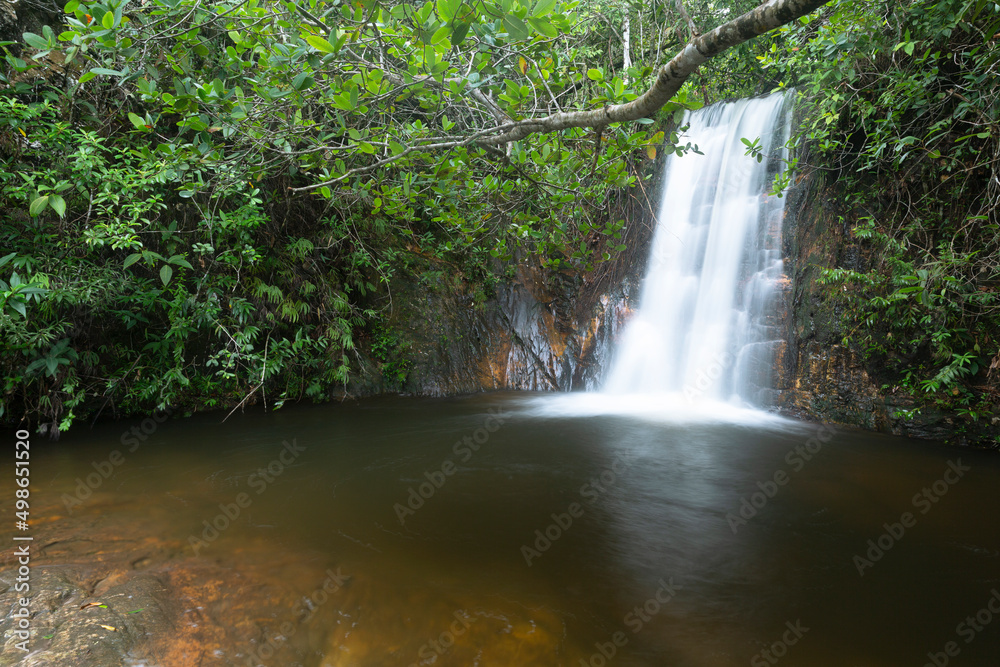 Crystal waterfall in Chapada dos Veadeiros in Alto Paraiso de Goias.