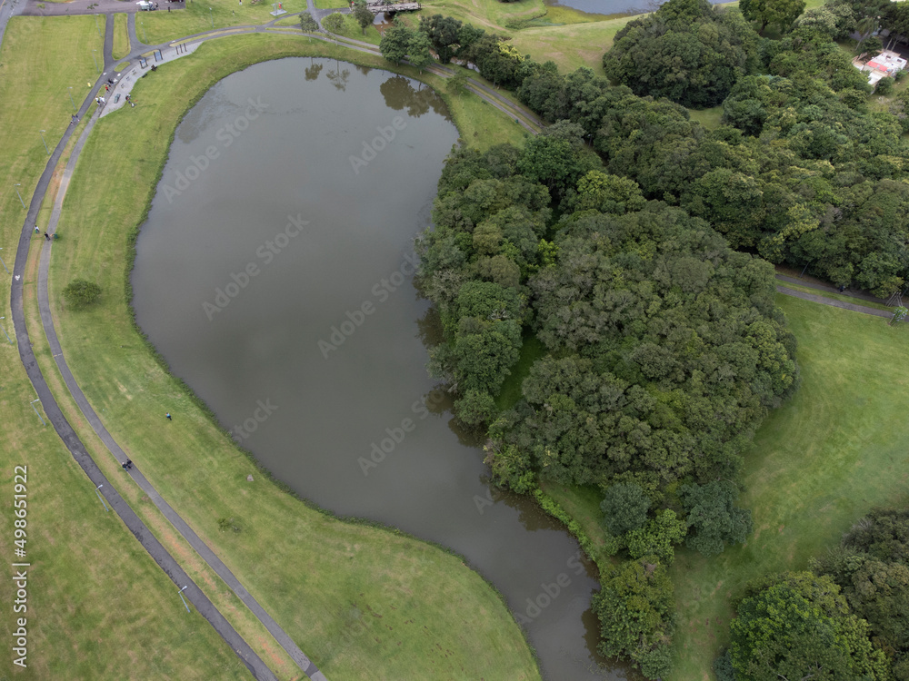 Aerial image of Tingui Park in Curitiba Parana Brazil.