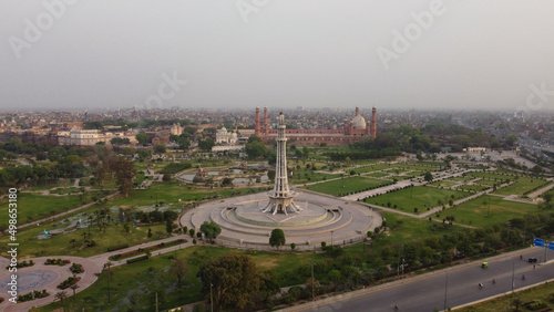 Yaad Gaar Minar-e-Pakistan of Lahore Pakistan, (drone's Footage photo