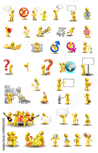 3D illustration of a little golden man