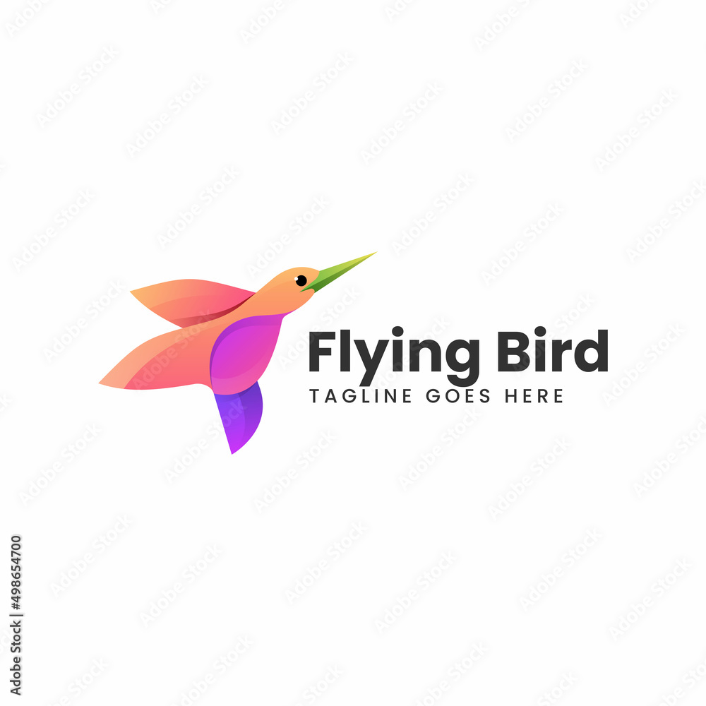 Obraz premium Vector Logo Illustration Flying Bird Gradient Colorful Style.