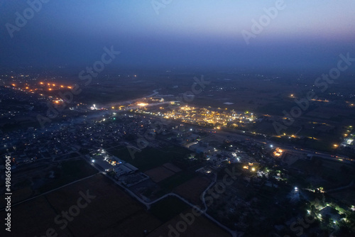 Night aerial view of SA Garden Kala Shah Kako Punjab Pakistan photo