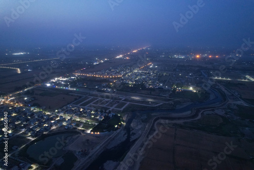 Night aerial view of SA Garden Kala Shah Kako Punjab Pakistan photo