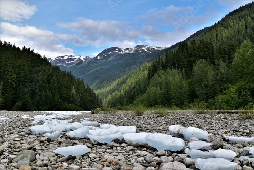 Alaska landscape mountains glacier river ice