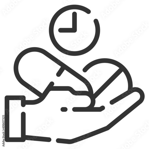 Simple take medicine outline icon, eat and drink related concept on the white background
